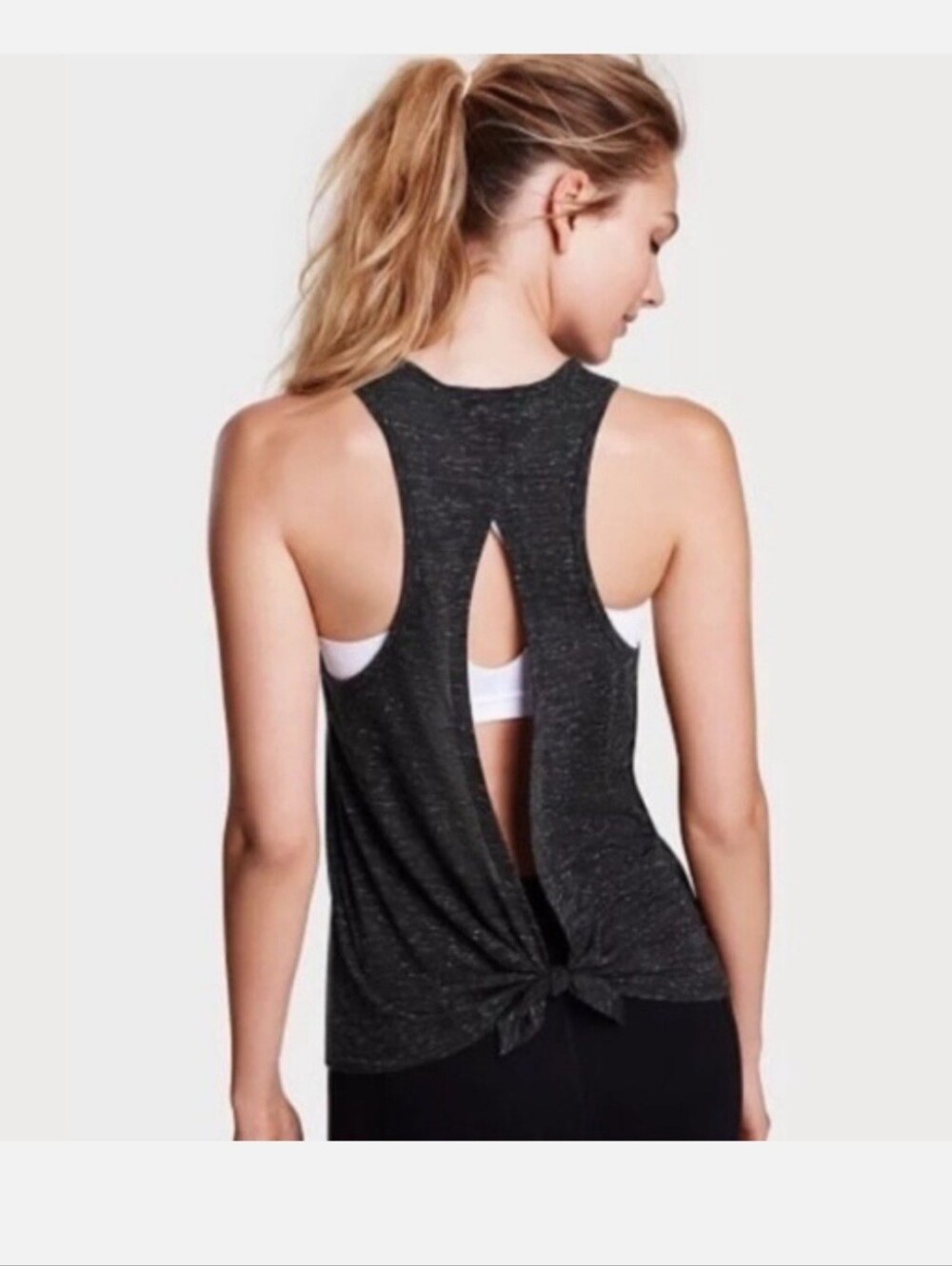 VICTORIA'S SECRET SPORT Tie Back Gray Tank Top ** Large **